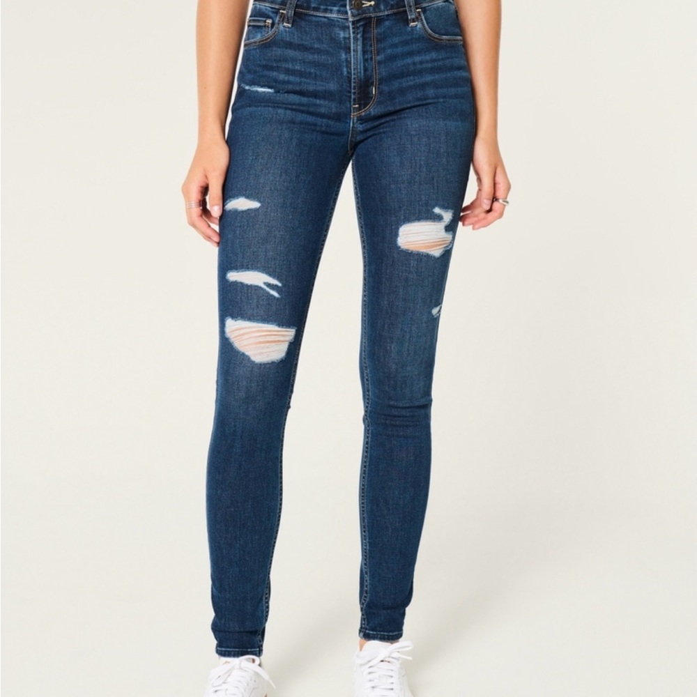 Hollister Blue Jeggings with Distressed Details